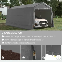 Outsunny 10' x 20' Carport Portable Garage, Heavy Duty Storage Tent, Patio Storage Shelter w/ Anti-UV PE Cover and Double Zipper Doors, for Motorcycle Bike Garden Tools, Gray(m-5)