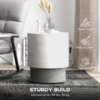 HOMCOM Lightweight Accent Table with Concrete Finish, Round Side Table with 4 Adjustable Feet for Indoor, Outdoor, Gray(m-5)