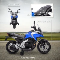 Qaba Honda Licensed 12V Ride on Motorbike for Kids with Headlights Music Training Wheels, for 3-6 Years, Blue(m-3)