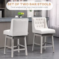 HOMCOM Swivel Bar Stools Set of 2, 27" Counter Height Stools with Linen Upholstery and Button Tufted Design for Kitchen(m-4)