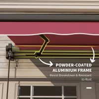 Outsunny 10' x 8' Manual Retractable Awning, Sun Shade Shelter Canopy, with Aluminum Frame and UV Protection for Patio Deck Yard Window Door, Red(m-6)