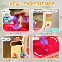 Qaba Kids Vanity Set with Mirror, LED Light, Music, 23 Accessories, Pretend Play Set for Girls 3-6 Years, Pink(m-6)