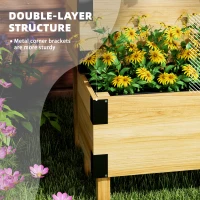 Outsunny 2 Tier Trellis Planter, Wooden Raised Garden Bed, Natural(m-5)