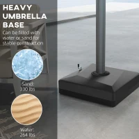 Outsunny 330 lbs. Fillable Umbrella Base for 84D-110V02 Model Umbrella, Cantilever Umbrella Stand, Wheels, Adjustable Feet, Black(m-4)