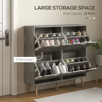 HOMCOM Shoe Storage Cabinet with 4 Flip Drawers and Adjustable Shelf, Shoe Cabinet for 8-16 Pairs of Shoes, Cement Grey(m-4)