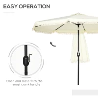 Outsunny 9 ft Cantilever Umbrella with Push Button Tilt and Crank Tassles and 8 Ribs Shade Umbrellas for Garden(m-5)
