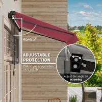 Outsunny 10' x 8' Manual Retractable Awning, Sun Shade Shelter Canopy, with Aluminum Frame and UV Protection for Patio Deck Yard Window Door, Red(m-4)