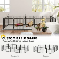 PawHut 16 Panels Dog Playpen with Straps, Portable & DIY, for Small Dogs, for Yard, RV, Camping, Garden, 24" Height(m-5)