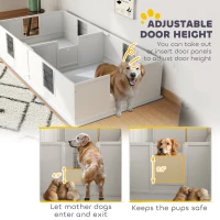 PawHut Two Rooms Design Dog Whelping Box with Washable Pee Pad, Adjustable Door, for Large Breed Dogs, 96" x 47" x 19"(m-4)