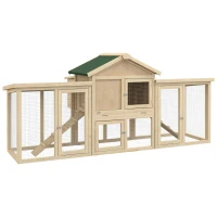 PawHut Wooden Chicken Coop ith Nesting Box, Double Runs, Removable Tray, Ramps, for Garden Backyard(m-11)