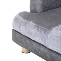 PawHut Luxury Fancy Dog Bed for Small Dogs with Thick Foam, Small Dog Couch with Soft Fuzzy & Faux Leather Combo, Dog Sofa Bed, Rectangle Modern Furniture for Puppies and Little Breeds, Gray(m-9)