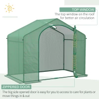 Outsunny 6' x 3' x 5' Portable Walk-in Greenhouse, PE Cover, Steel Frame Garden Hot House, Zipper Door, Top Vent for Flowers, Vegetables, Saplings, Tropical Plants, Green(m-4)
