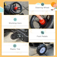 Aosom Digger Ride-on Truck Kids Car with Horn, Excavator Ride-on Toy, Imaginative Toy Construction Car, 6 Wheels & Detachable Trailer, Yellow(m-7)