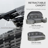 Outsunny Convertible Rattan Daybed Sectional, Grey(m-5)
