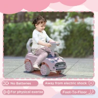 Qaba Foot to Floor Toddler Ride on Toy, Sliding Car w/ Horn, No Tip Anti-Over-Backwards System for 18-36 Months, Pink(m-6)