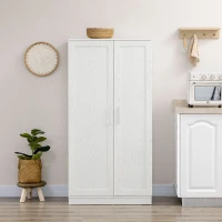 HOMCOM Kitchen Pantry Storage Cabinet, 14-Tier Freestanding Kitchen Cupboard for Living Room, Dining Room Storage, White(m-7)