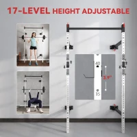Soozier Folding Squat Rack with Pull Up Bar, Wall Mounted and Adjustable, 1000 Pounds Capacity Power Rack, White(m-5)