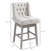 HOMCOM Swivel Bar Stools Set of 2, 27" Counter Height Stools with Linen Upholstery and Button Tufted Design for Kitchen(m-3)