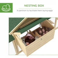 PawHut Wooden Chicken Coop ith Nesting Box, Double Runs, Removable Tray, Ramps, for Garden Backyard(m-6)