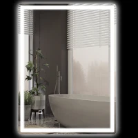 HOMCOM 32" x 24" Bathroom Mirror with LED Lights, Dimmable Makeup Mirror, Vanity Mirror with 3 Colors, Smart Touch, Anti-Fog(m-1)