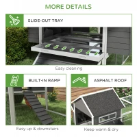 PawHut 137" Wooden Chicken Coop for 8-10 Chickens, Backyard, Gray(m-7)