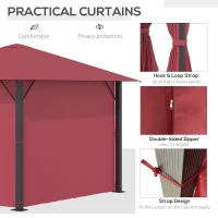 Outsunny 10' x 10' Patio Gazebo Aluminum Frame Outdoor Canopy Shelter with Sidewalls, Vented Roof for Garden, Lawn, Backyard, and Deck, Wine Red(m-5)