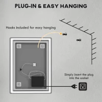 HOMCOM 32" x 24" Bathroom Mirror with LED Lights, Dimmable Makeup Mirror, Vanity Mirror with 3 Colors, Smart Touch, Anti-Fog(m-8)