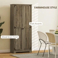 HOMCOM 72" Farmhouse Pantry Cabinet, Freestanding Food Pantry Cabinet with Adjustable Shelves, Distressed Gray(m-4)