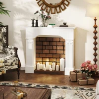 HOMCOM Baroque Fireplace Mantle, Freestanding Fireplace Surround for Electric Fireplaces, 43.3" W x 42.8" H, White(m-6)