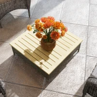 Outsunny Outdoor Side Table with PE Rattan, Patio End Table with Natural Fir Wood Top, Weather Resistant Accent Table for Patio Pool Porch, Gray(m-7)