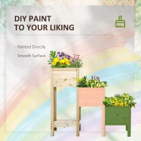 Outsunny 3-Tier Raised Garden Bed with Storage Shelf, Wooded Elevated Planter Boxes, Plant Stand, for Vegetables, Herb and Flowers(m-6)