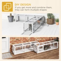 PawHut Outdoor Cat Tunnel with Extendable Design, 59" L Wooden Cat Run with Weather Protection, Connecting Inside and Outside, for Deck Patios, Balconies, White(m-5)