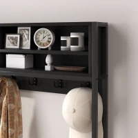 HOMCOM Hall Tree with Bench and Shoe Storage, 5-in-1 Entryway Bench with Coat Rack, 3 Storage Shelves, 2 Fabric Drawers, Black(m-8)