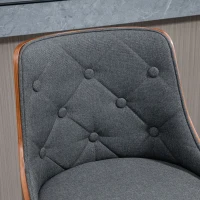 HOMCOM Counter Height Bar Stools Set of 2, Height Adjustable Swivel Barstools with Footrest and Tufted Back, Linen Fabric Bar Chairs, Dark Grey(m-8)