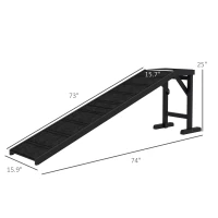 PawHut Dog Ramp w/ Non-Slip Carpet and Top Platform, 74" x 16" x 25", Black(m-3)