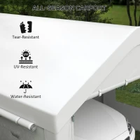Outsunny 10' x 20' Carport, Heavy Duty Portable Garage, with 4 Mesh Windows and 2 Doors, White(m-4)