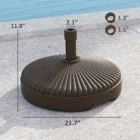 Outsunny Round Patio Umbrella Base Holder, Heavy Duty Outdoor Umbrella Stand Base, Filled Up to 62lbs with Stand or 51lbs with Water for Garden, Poolside, Brown(m-3)