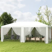 Outsunny 10' x 20' Party Tent, Outdoor Wedding Canopy & Gazebo with Removable Sidewalls, Shade Shelter for Events, BBQs, White(m-10)