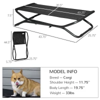 PawHut Elevated Dog Bed with Breathable Fabric, Foldable Pet Cot with Heavy Duty Steel Frame, Portable Cooling Pet Bed Indoor Outdoor Use, for Small Medium Dogs(m-3)