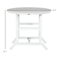 Outsunny Aluminum Frame Round Patio Table with Umbrella Hole, Outdoor Dining Table for 4 People, White(m-3)