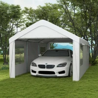 Outsunny 10' x 20' Carport, Heavy Duty Portable Garage, with 4 Mesh Windows and 2 Doors, White(m-2)