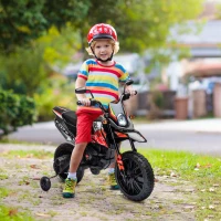 Qaba 12V Aprilia Licenced Kids Motorcycle with Training Wheels, Spring Suspension, LED Light, USB, Music, Red(m-10)