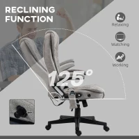 HOMCOM 6 Point Vibrating Massage Office Chair with Heat, Microfiber High Back Executive Office Chair with Reclining Backrest, Padded Armrests and Remote, Gray(m-6)