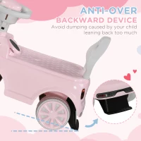 Qaba Foot to Floor Toddler Ride on Toy, Sliding Car w/ Horn, No Tip Anti-Over-Backwards System for 18-36 Months, Pink(m-4)