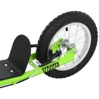 Aosom Teens Youth Scooter Ride On Toy with Adjustable Handlebar, Dual Brakes, and Inflatable Wheels For Kids 5+ - Green(m-9)