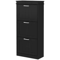 HOMCOM Modern Shoe Storage Cabinet with 3 Flip Drawers for 15 Pairs, Narrow Shoe Organizer for Entryway, Hallway, Black(m-1)