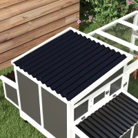 PawHut Wooden Chicken Coop with Nesting Box, Pull Out Tray, Run, Perches, Ramp, Windows for 6 Chickens, Dark Gray(m-9)