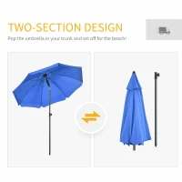 Outsunny 6ft Beach Umbrella, Outdoor Sun Shade Parasol with Push Button Tilt, Ruffled  UV50+ Vented Canopy, Blue(m-9)