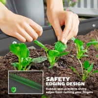 Outsunny 7' x 3' x 1' Raised Garden Bed Set, 2PCS Raised Beds for Gardening with Metal Plant Stakes, Dark Gray(m-6)