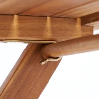 Outsunny Outdoor Bistro Set Foldable 3 Pieces Wicker Patio Furniture Set w/ Cushions, for Porch, Backyard, Garden, Light Teak(m-8)